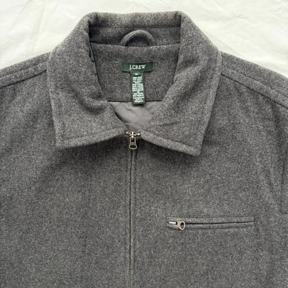 J CREW City Jacket Wool Blend Charcoal Night Gray XL
